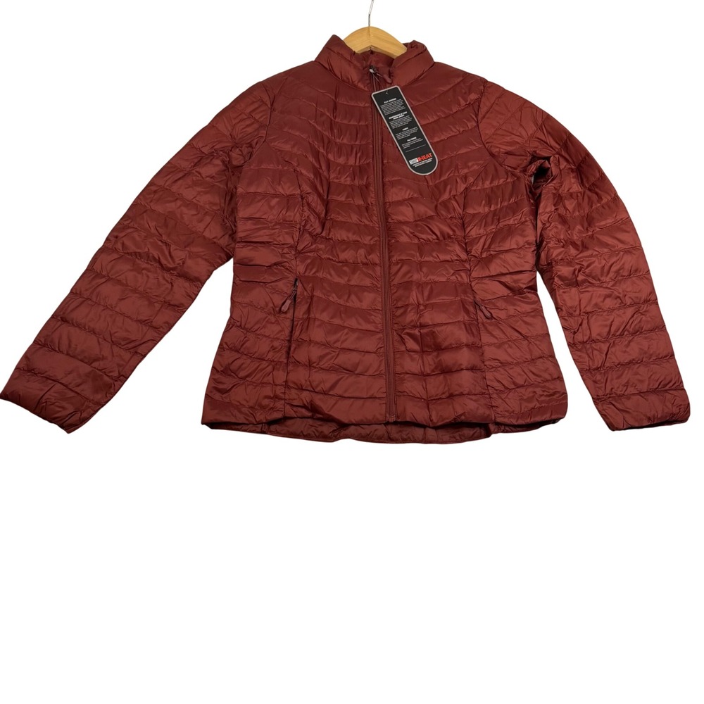 32 Degrees Heat Ultra Light Down Jacket Mahogany Red Puffer Small NWT Snag